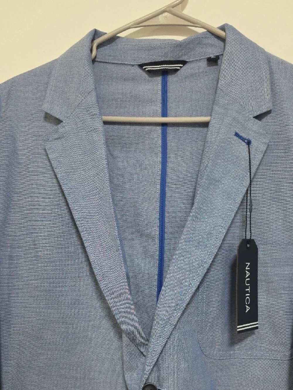 Nautica Sky Blue Casual Linen-Blend Sport Coat